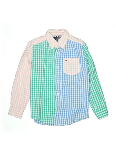 Pre-owned Tommy Hilfiger Kids' Long Sleeve Button Down Shirt In Green