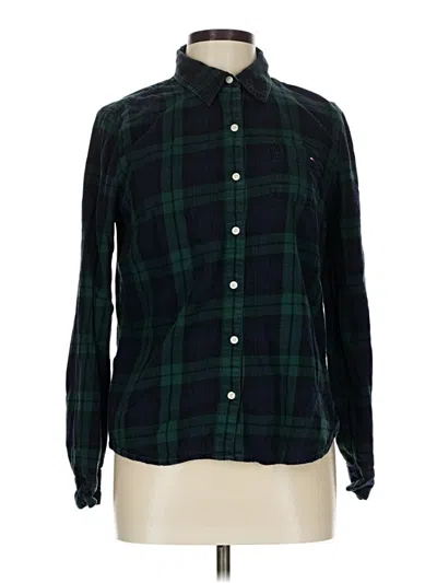Pre-owned Tommy Hilfiger Long Sleeve Button Down Shirt In Green