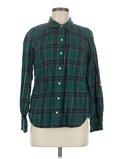 Pre-owned Tommy Hilfiger Long Sleeve Button Down Shirt In Green