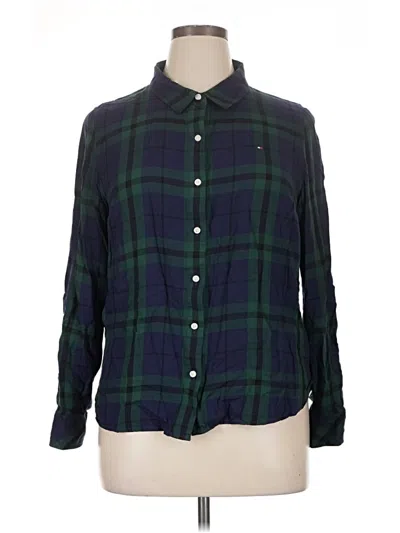Pre-owned Tommy Hilfiger Long Sleeve Button Down Shirt In Green
