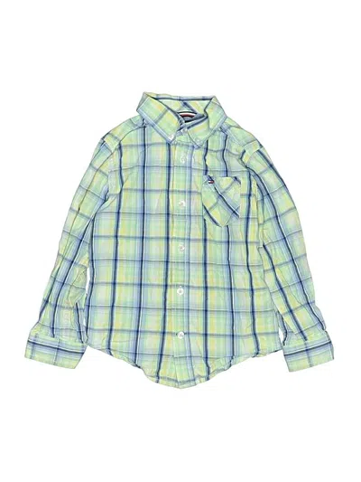 Pre-owned Tommy Hilfiger Kids' Long Sleeve Button Down Shirt In Green