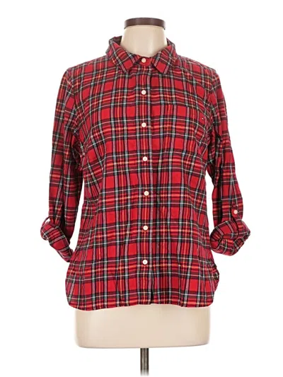 Pre-owned Tommy Hilfiger Long Sleeve Button Down Shirt In Red