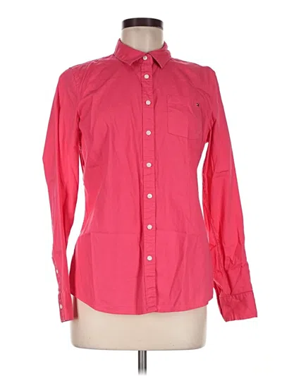 Pre-owned Tommy Hilfiger Long Sleeve Button Down Shirt In Red