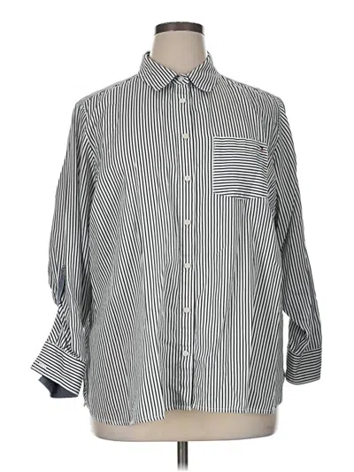 Pre-owned Tommy Hilfiger Long Sleeve Button Down Shirt In Silver