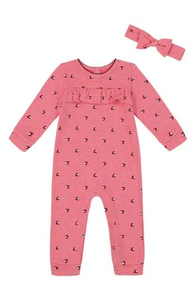 Tommy Hilfiger Babies'  Long Sleeve Coverall & Headband Set In Pink