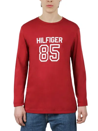 Tommy Hilfiger Long Sleeve Crew Neck Shirt In Currant In Red