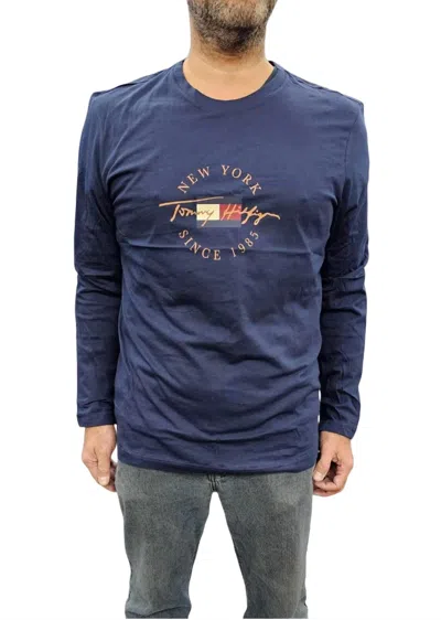 Tommy Hilfiger Long Sleeve Crew Neck Shirt In Dark Navy In Blue