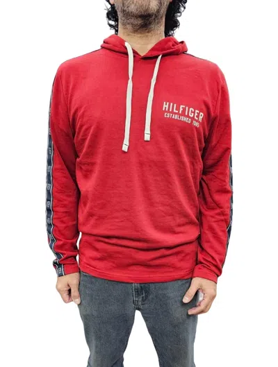 Tommy Hilfiger Long Sleeve Hoodie In Currant In Red