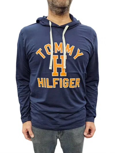 Tommy Hilfiger Long Sleeve Hoodie In Dark Navy In Blue