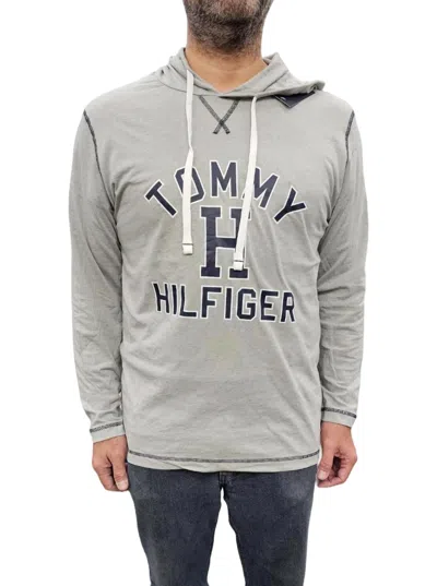 Tommy Hilfiger Long Sleeve Hoodie In Gray Heather In Grey