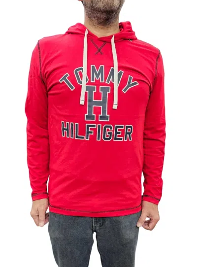 Tommy Hilfiger Long Sleeve Hoodie In Mahogany In Red