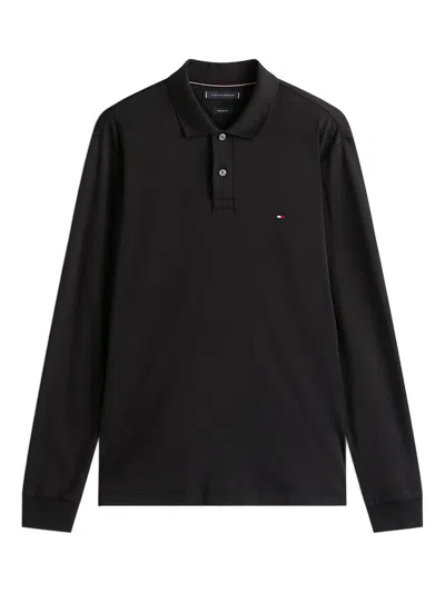 Tommy Hilfiger Long-sleeve Polo Shirt In Black