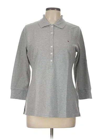 Pre-owned Tommy Hilfiger Long Sleeve Polo Shirt In Gray