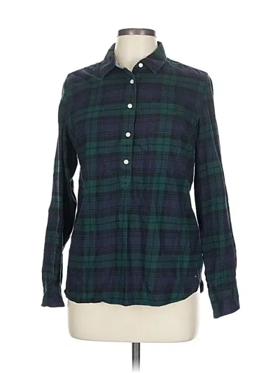 Pre-owned Tommy Hilfiger Long Sleeve Polo Shirt In Green