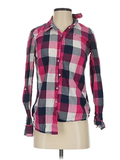 Pre-owned Tommy Hilfiger Long Sleeve Polo Shirt In Pink
