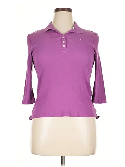 Pre-owned Tommy Hilfiger Long Sleeve Polo Shirt In Purple