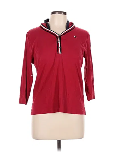 Pre-owned Tommy Hilfiger Long Sleeve Polo Shirt In Red