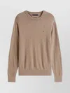 Tommy Hilfiger Long Sleeve Ribbed Cuff Crew Neck Sweater In Brown