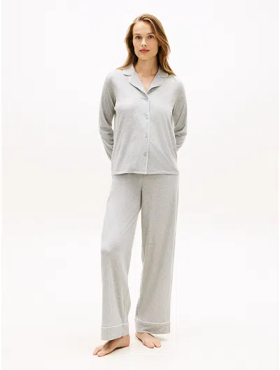 Tommy Hilfiger Long Sleeve Shirt & Pant Sleep Set In Gray