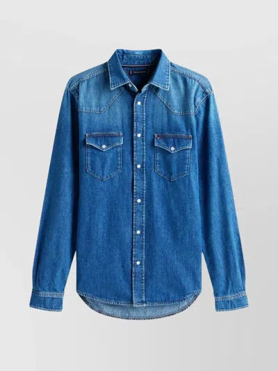 Tommy Hilfiger Long Sleeve Shirt Pointed Collar In Blue