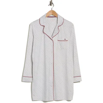 Tommy Hilfiger Long Sleeve Sleepshirt In Gray