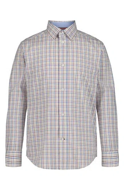 Tommy Hilfiger Kids'  Long Sleeve Stretch Check Shirt In Cabernet Multi