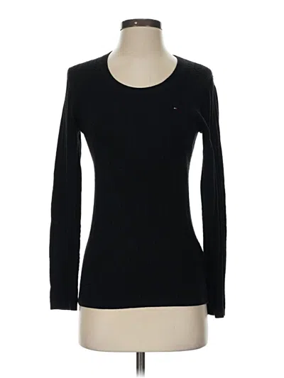 Pre-owned Tommy Hilfiger Long Sleeve Top Black Crew Neck Tops