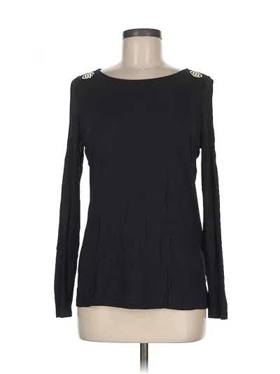 Pre-owned Tommy Hilfiger Long Sleeve Top Black Keyhole Neckline Tops