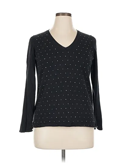 Pre-owned Tommy Hilfiger Long Sleeve Top Black V Neck Tops