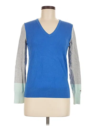 Pre-owned Tommy Hilfiger Long Sleeve Top Blue V-neck Tops