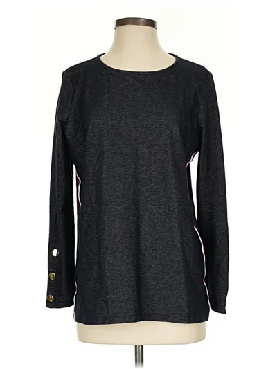 Pre-owned Tommy Hilfiger Long Sleeve Top Gray Crew Neck Tops