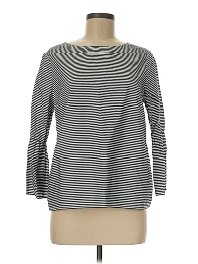 Pre-owned Tommy Hilfiger Long Sleeve Top Gray Stripes Pattern Boatneck Tops
