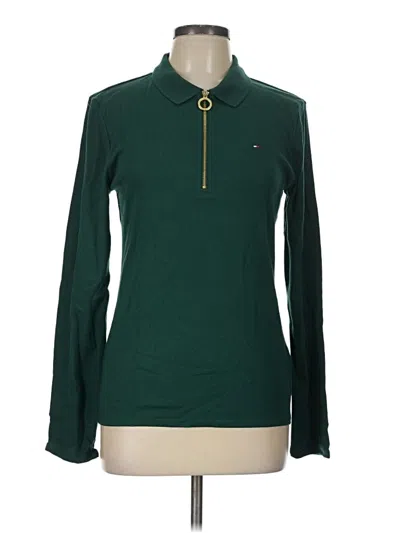 Pre-owned Tommy Hilfiger Long Sleeve Top Green Turtleneck Tops