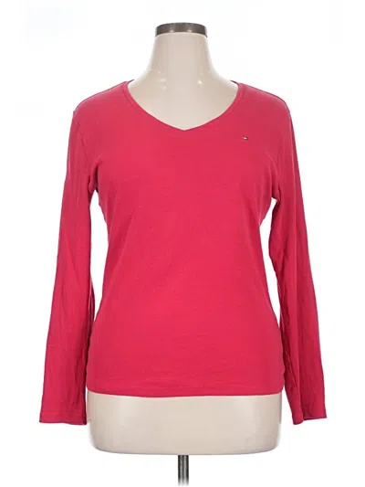 Pre-owned Tommy Hilfiger Long Sleeve Top Red V-neck Tops