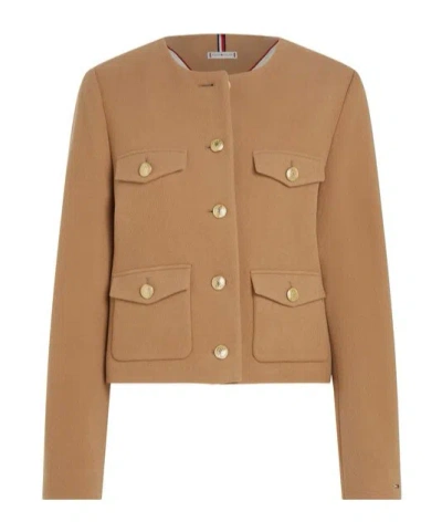 Tommy Hilfiger Long-sleeved Casual Jacket In Beige
