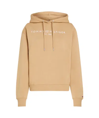 Tommy Hilfiger Modern Regular Corp Logo Womens Hoodie In Classic Khaki
