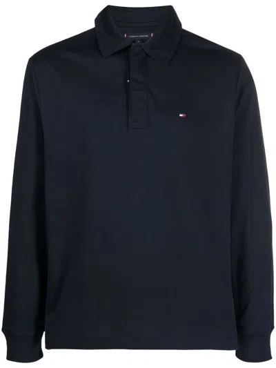 Tommy Hilfiger Long-sleeved Polo Shirt In Blue