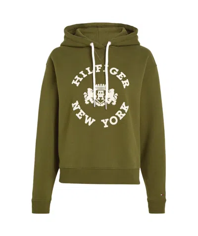 Tommy Hilfiger Long-sleeved Pullover Hoodie In Green