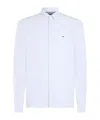 Tommy Hilfiger Logo Button-down Collar Shirt With Long Sleeves In White