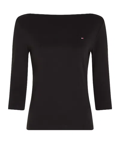 Tommy Hilfiger Long-sleeved Striped T-shirt In Black