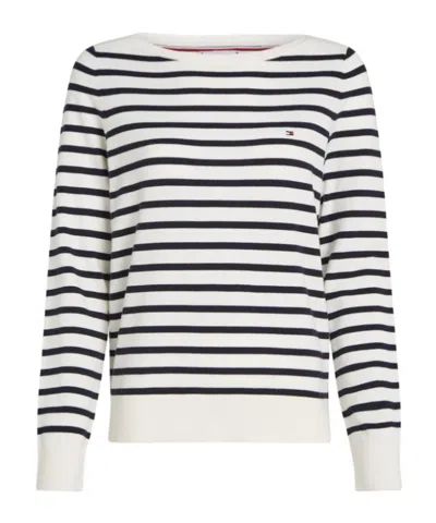 Tommy Hilfiger Sweater C0 Jersey Stitch Boat-nk Sweater In Bianco