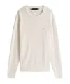 Tommy Hilfiger Logo-embroidered Fine-knit Jumper In Beige