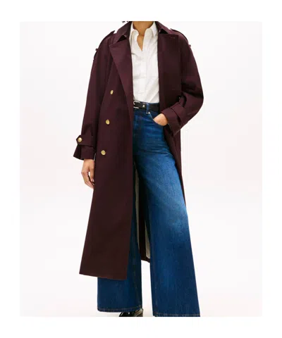 Tommy Hilfiger Long-sleeved Trench Coat In Black