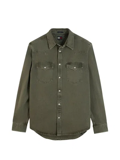Tommy Hilfiger Long-sleeve Denim Shirt In Green