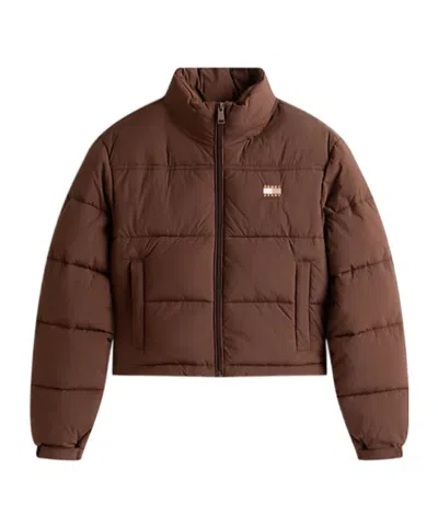 Tommy Hilfiger Long-sleeved Zippered Cotton Jacket In Brown