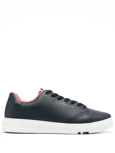 Tommy Hilfiger Low-top Lace-up Sneakers In Navy Leather