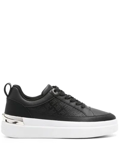 Tommy Hilfiger Lux Court Leather Sneakers In Black