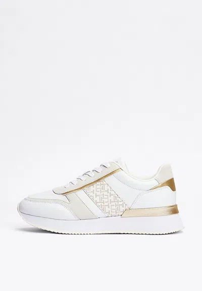 Tommy Hilfiger Lux Monogram Runner Sneakers In Bianco
