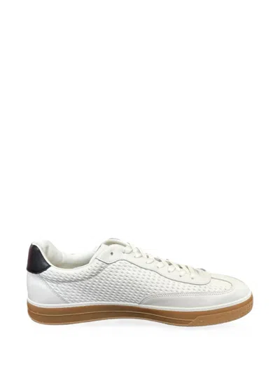 Tommy Hilfiger Luxe Woven-panel Lace-up Sneakers In White