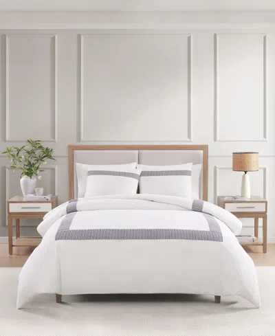 Tommy Hilfiger Madison Oxford Cotton 3-pc. Duvet Cover Set, King In Navy,white